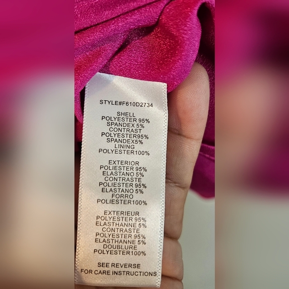 💜Adelyn Rae Satin Fuchsia / Magenta Bell Sleeve Dress - Women's Size S🩷 - Picture 5 of 8